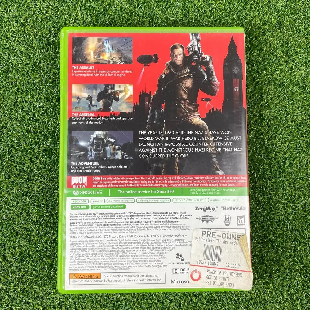Wolfenstein: The New Order Microsoft Xbox 360 4 Discs